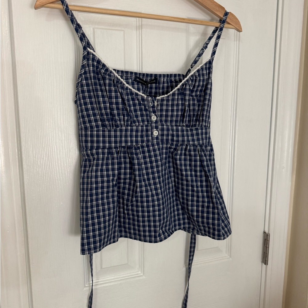 Brandy Melville Blue Plaid Top